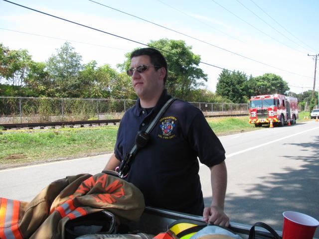 Lt. Mitch Dinowitz showing AC Chornock his new helmet!